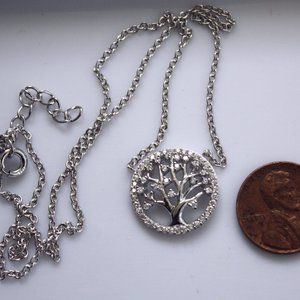 sterling silver and cz tree of life necklace